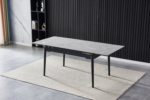 Стол обеденный BONN II CERAMIC 1400(2000)x900 Серый глянец/Черный BONNIIGR Altek mebli