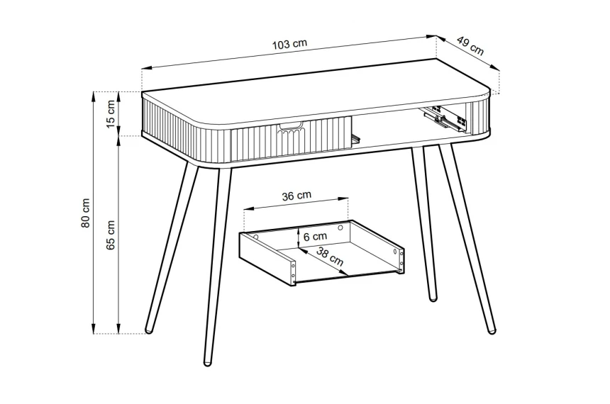 Туалетный столик Zova T103 Черный/Черный BRW12377540 Altek mebli