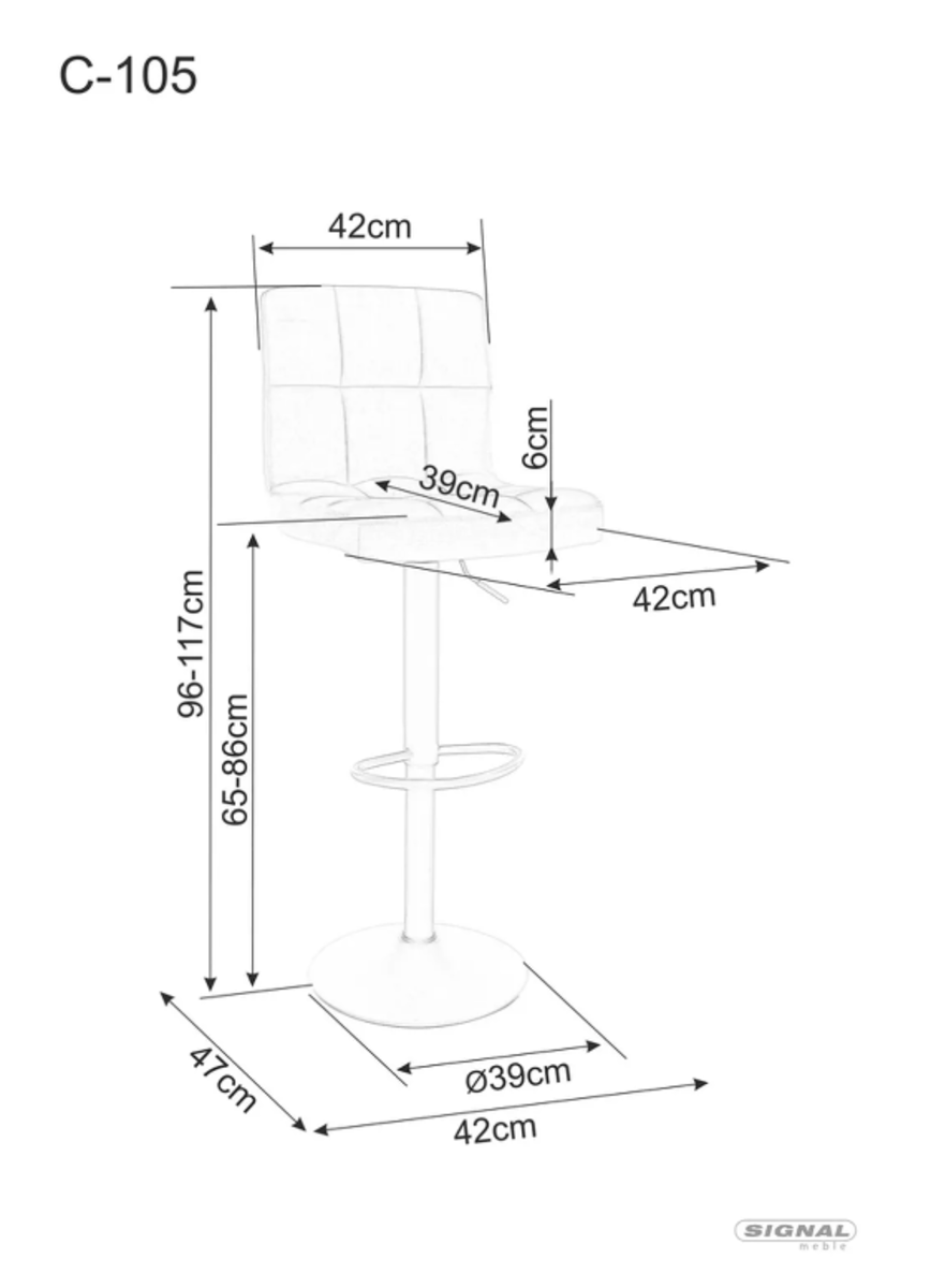 Стул барный C105 VELVET Черный Signal C105VCC Altek mebli