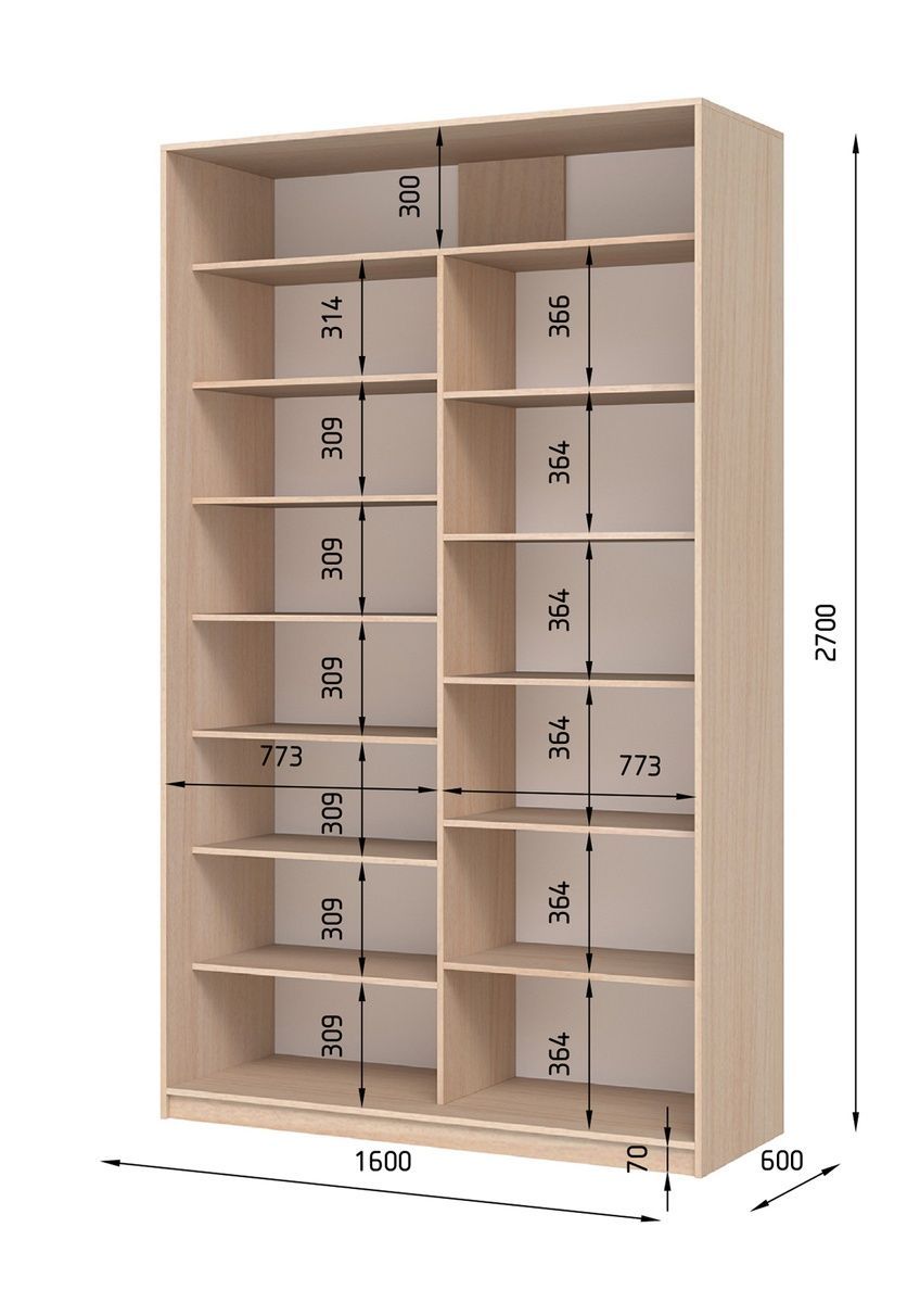 Шкаф-купе E-Line ШК 2.2 Венге 600x1600x2700 22276016 Altek mebli