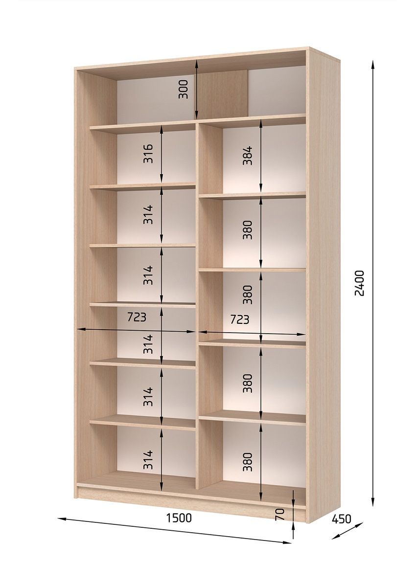 Шафа-купе E-Line ШК 2.2 Дуб сонома трюфель 450х1500х2400 22244515 Altek mebli