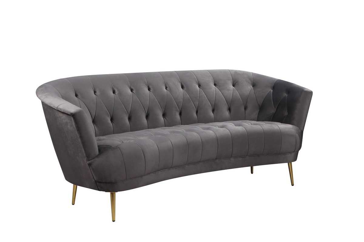 Софа Лучия Серый/Золото Vetro Mebel Lucia-grey-velvet-sofa Altek mebli