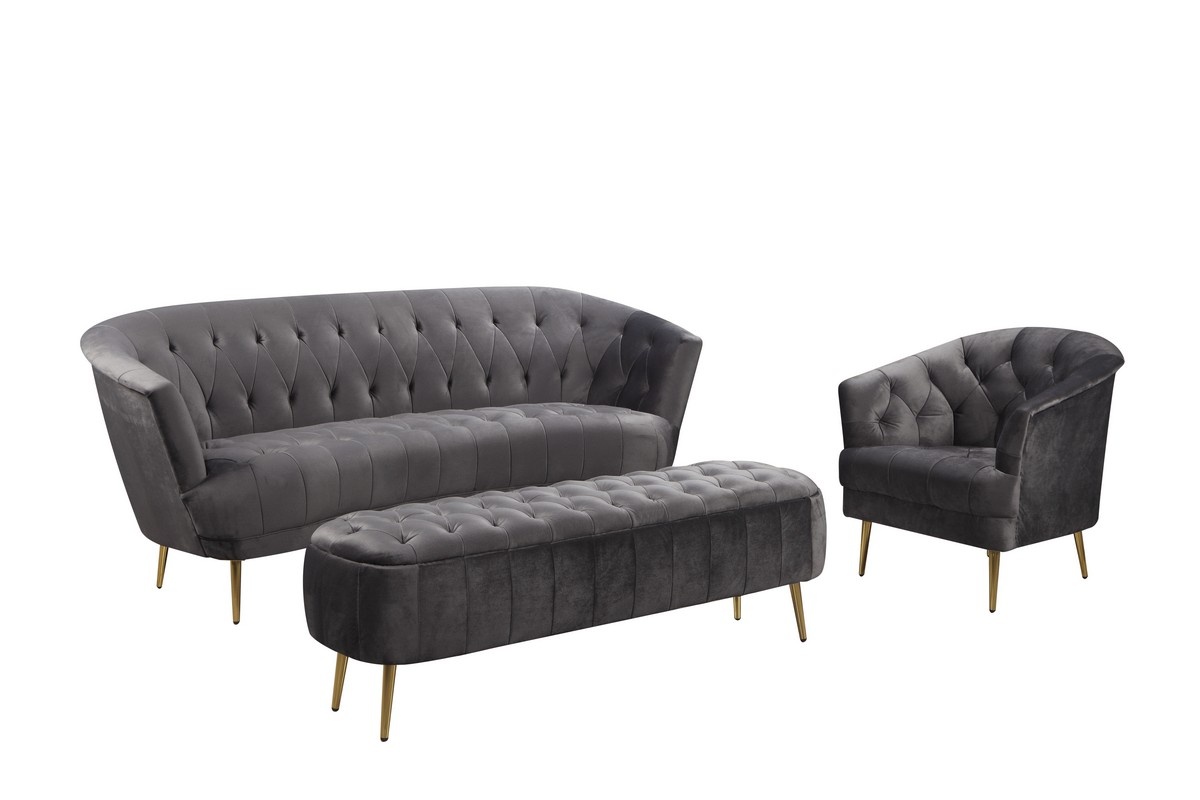 Софа Лучия Серый/Золото Vetro Mebel Lucia-grey-velvet-sofa Altek mebli