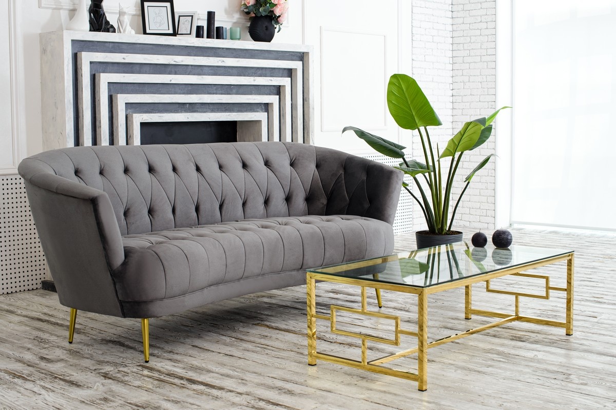 Софа Лучия Серый/Золото Vetro Mebel Lucia-grey-velvet-sofa Altek mebli