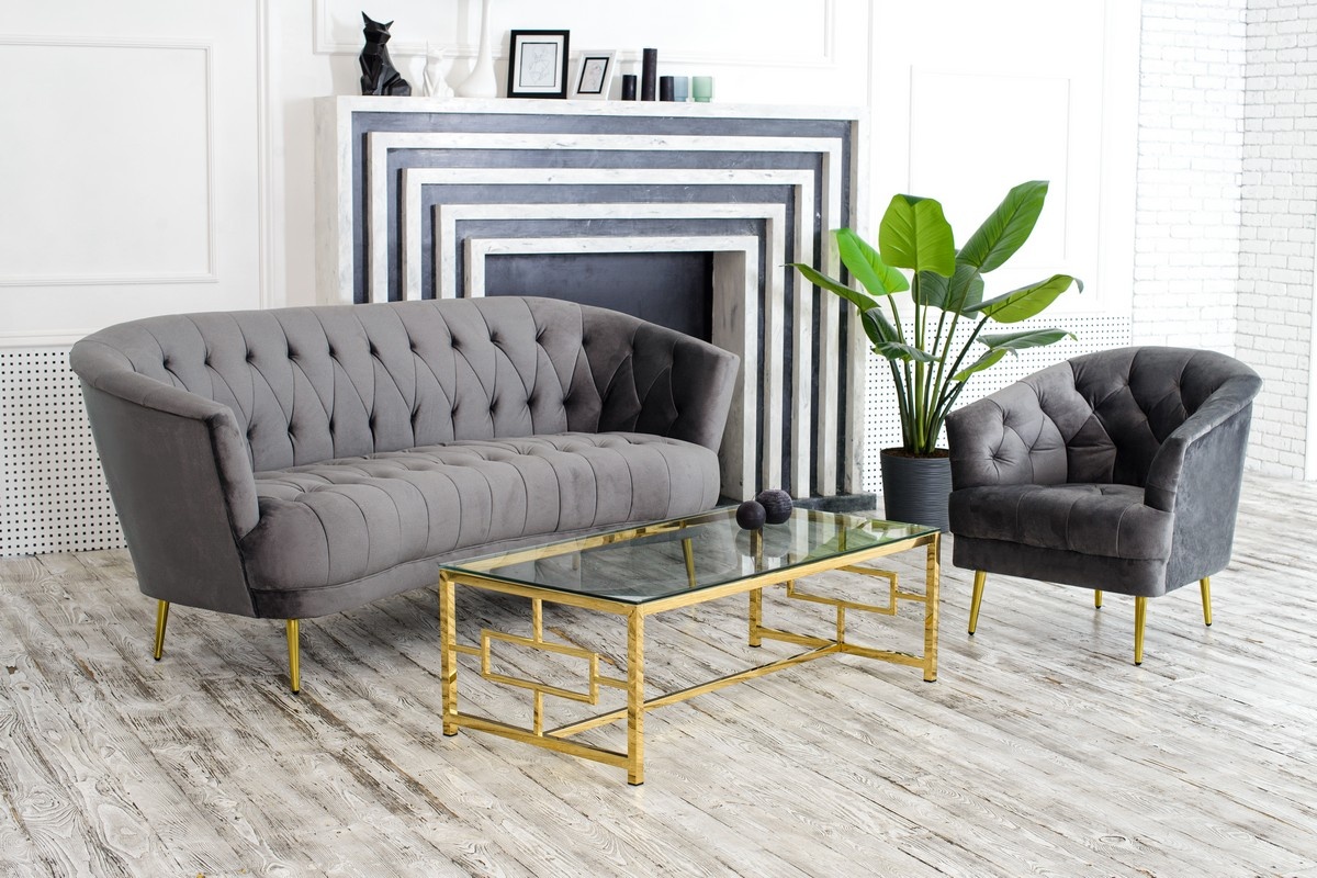 Софа Лучія Сірий/Золото Vetro Mebel Lucia-grey-velvet-sofa Altek mebli