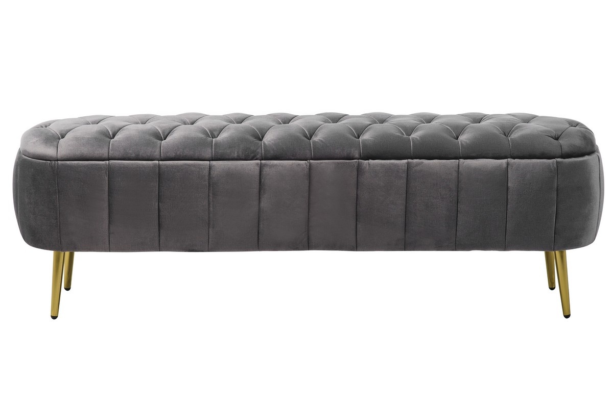 Банкетка Франческа Сірий/Золото Vetro Mebel Francesca-grey-velvet-bench Altek mebli