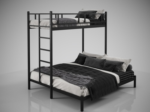 Трехспальная металлическая кровать-чердак Фулхэм 190, 200х90 (180) Черный (глянец) TN-380111 Altek mebli
