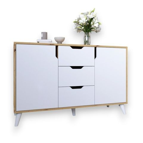 Комод Борн 1200 Дуб Артизан/Німфея Альба (ніжки білі) MZN-031095 Altek mebli