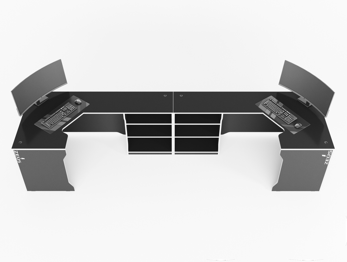 Геймерский стол ZEUS Revolver-3 чорний-белый Rev-3BW Altek mebli