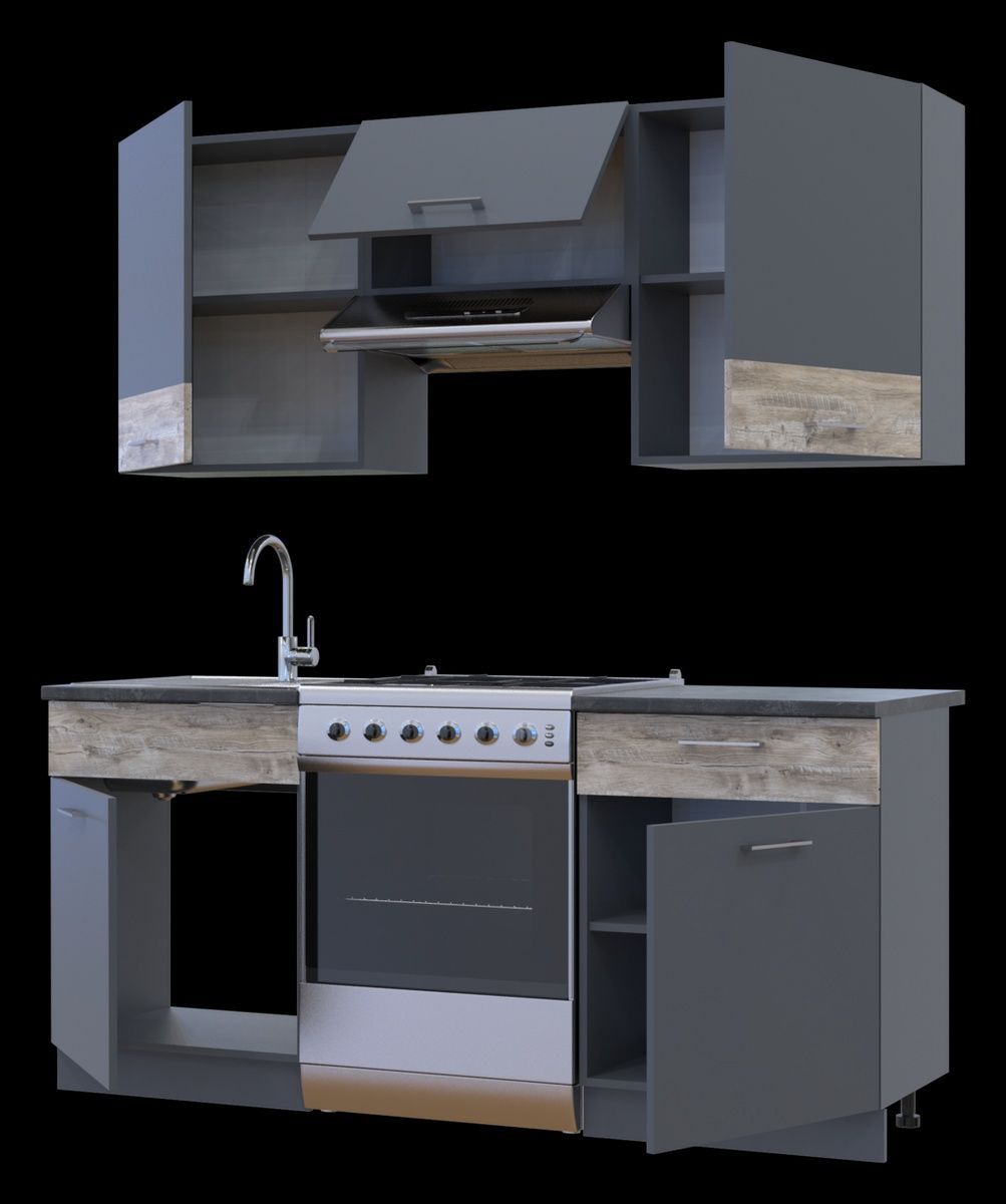Кухня Лея Doros 1.8 м Графит/Клондайк ДСП 180х60х250 (81000014) 81000014 Altek mebli