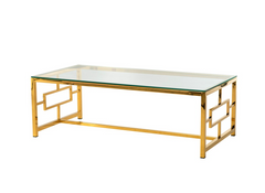 Стол журнальный CL-1 (прозрачный + золото), Vetro Mebel, Глянцевое каленое стекло, Сталь, Золото