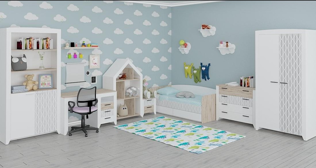 Комплект мебели для детской Неман НОРДИК Дуб песочный/Белый 518091 Altek mebli