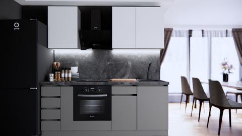 Готова кухня Struma E-Line МДФ 2000 Білий/Графіт MDF5N.20.1 Altek mebli