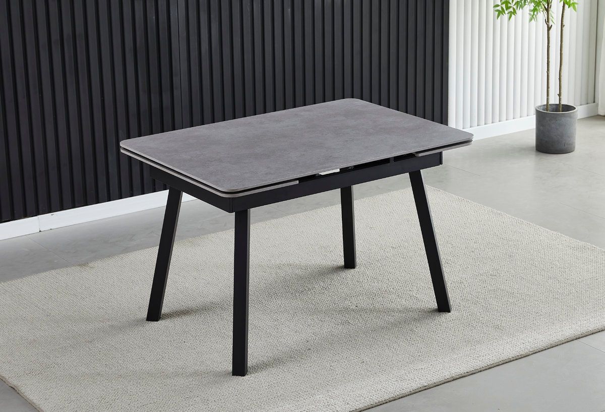 Стол обеденный MADRID CERAMIC 1200(1800)x850 grigio latte matt/Черный