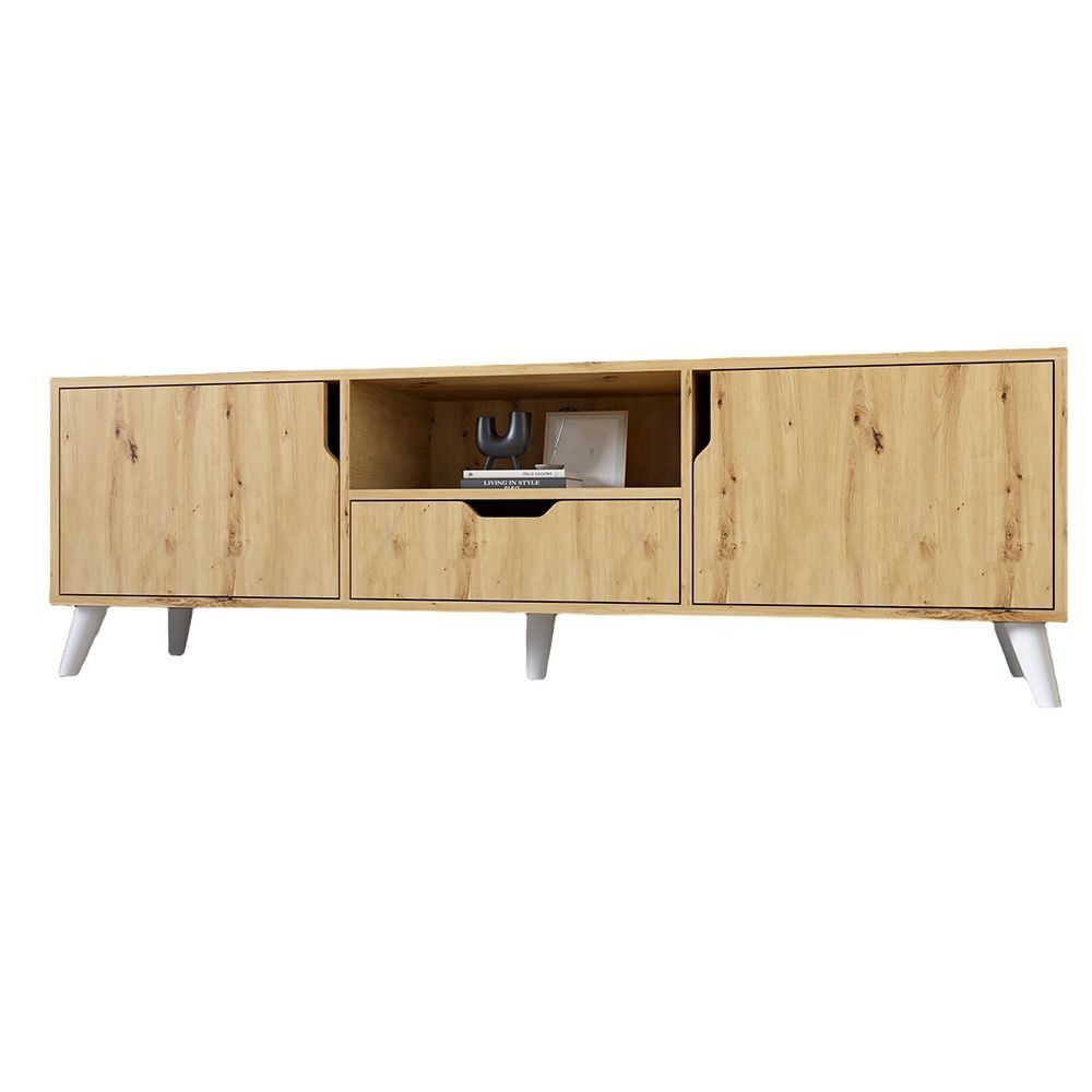 Тумба ТВ Борн 1600 Дуб Артизан (ніжки білі) MZN-031082 Altek mebli