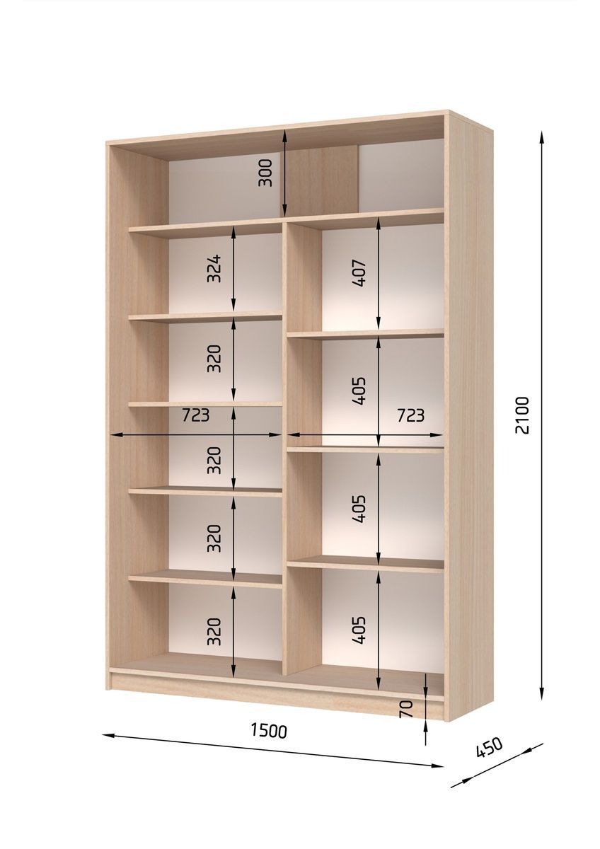 Шкаф-купе E-Line ШК 2.2 Ясен серфсайд 450x1500х2100 22214515 Altek mebli