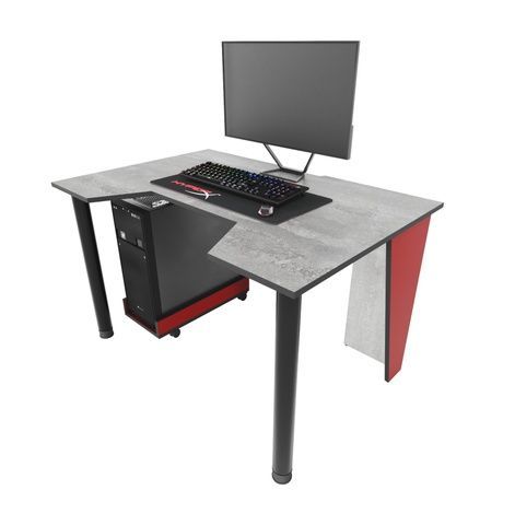 Геймерський стіл ZEUS GAMER-1 основа бетон-червоні бока GA-1br Altek mebli