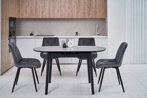 Стол обеденный раскладной TM-85 Ребекка грей/Чёрный TM-85-rebecca-grey/grey Altek mebli