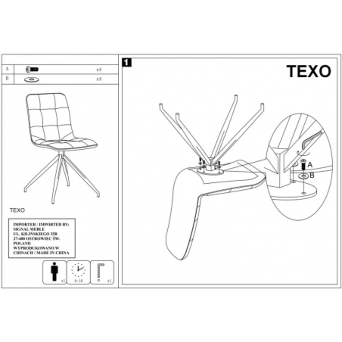 Стілець TEXO Зелений/Чорний Signal TEXOVCZ78 Altek mebli