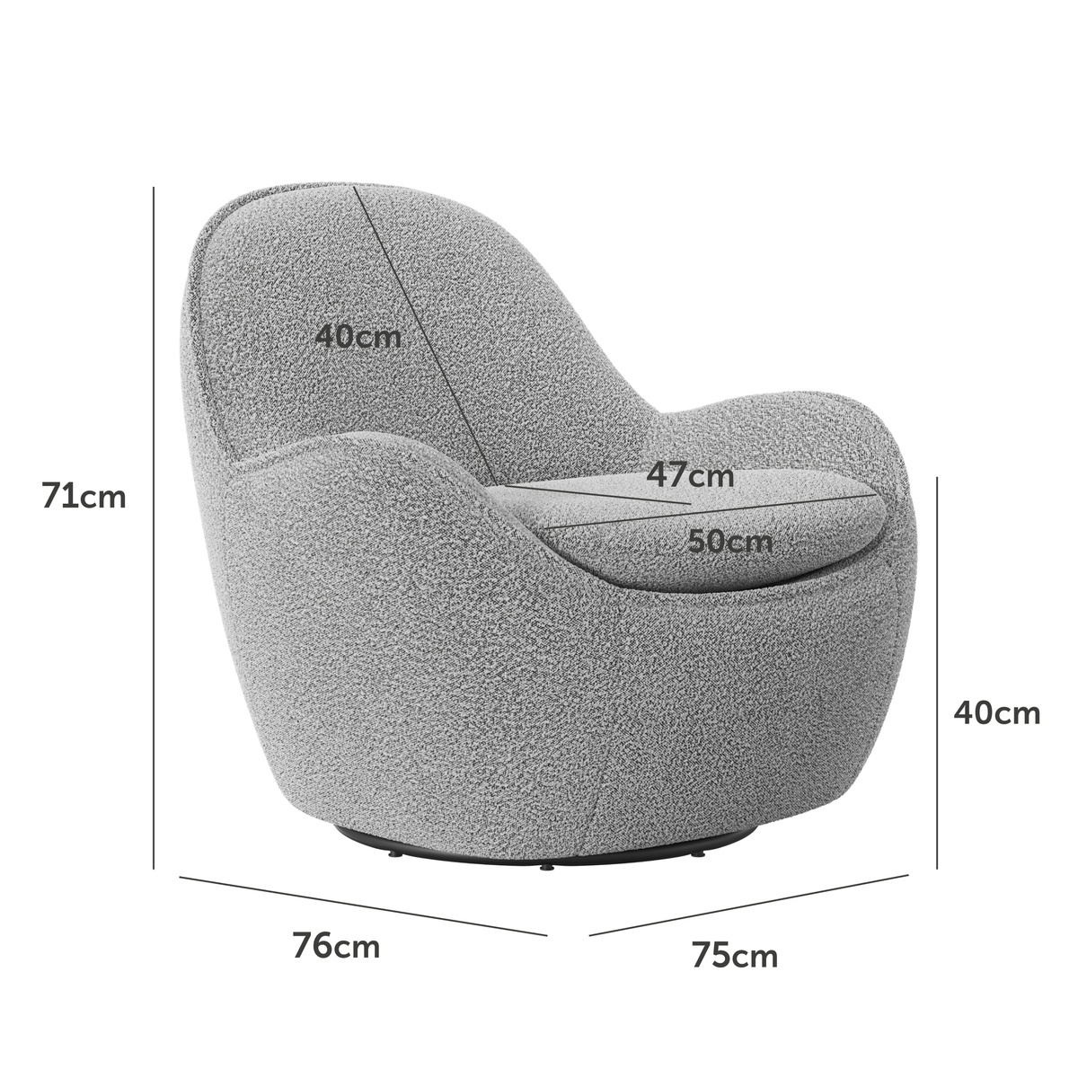 Кресло поворотное Каллисто Серый Vetro Mebel Callisto-gray- ripples-swivel-chair Altek mebli