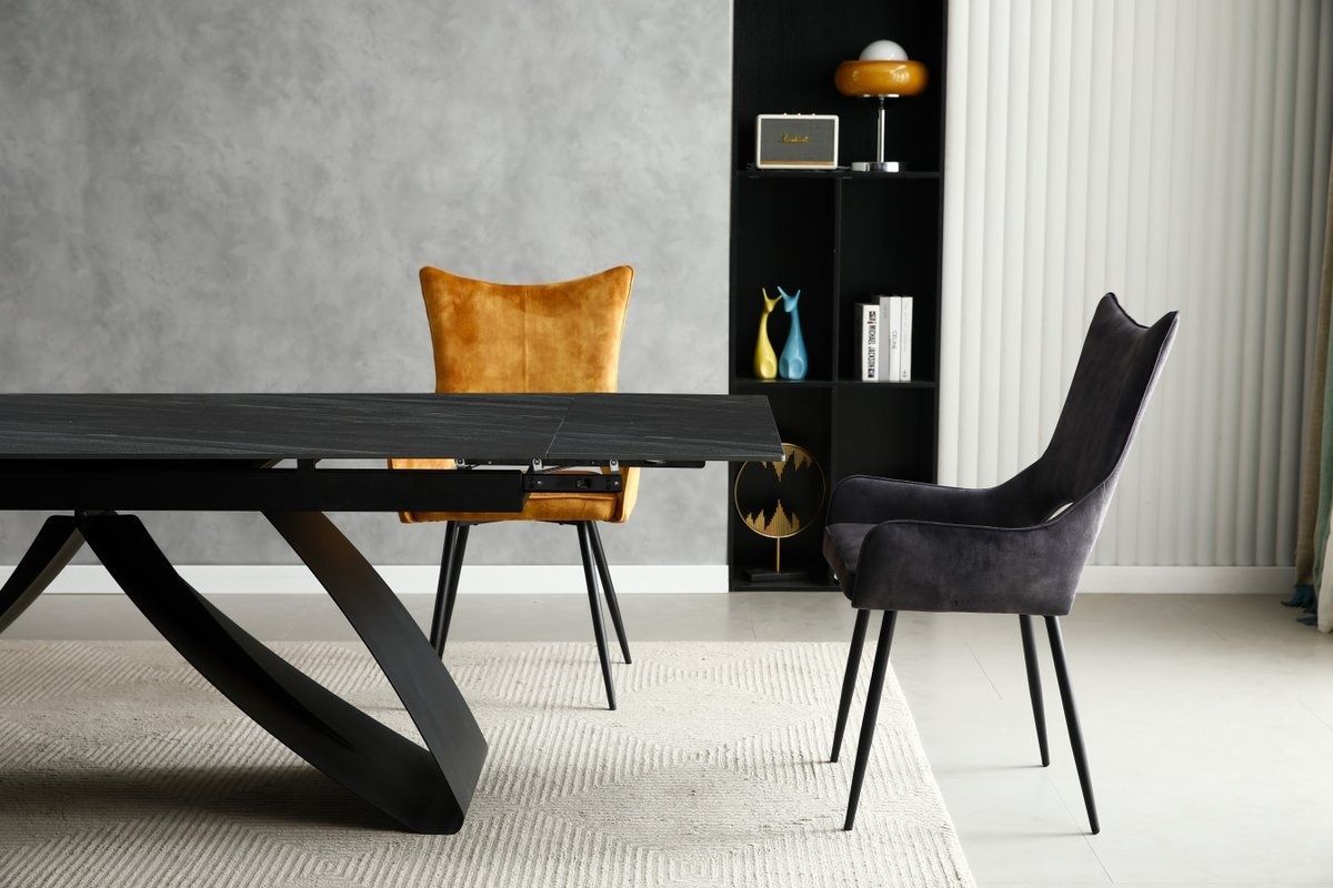 Стіл обідній WILLIAM CERAMIC 1800(2600)x900 Піщаний камінь мат/Чорний