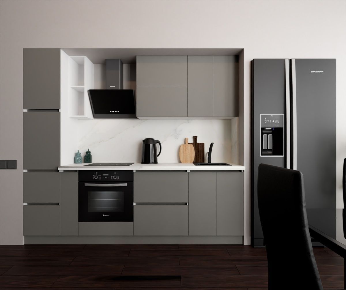 Готова кухня Arda E-Line МДФ 2400 Сірий шторм матовий MDF5N.24.2 Altek mebli