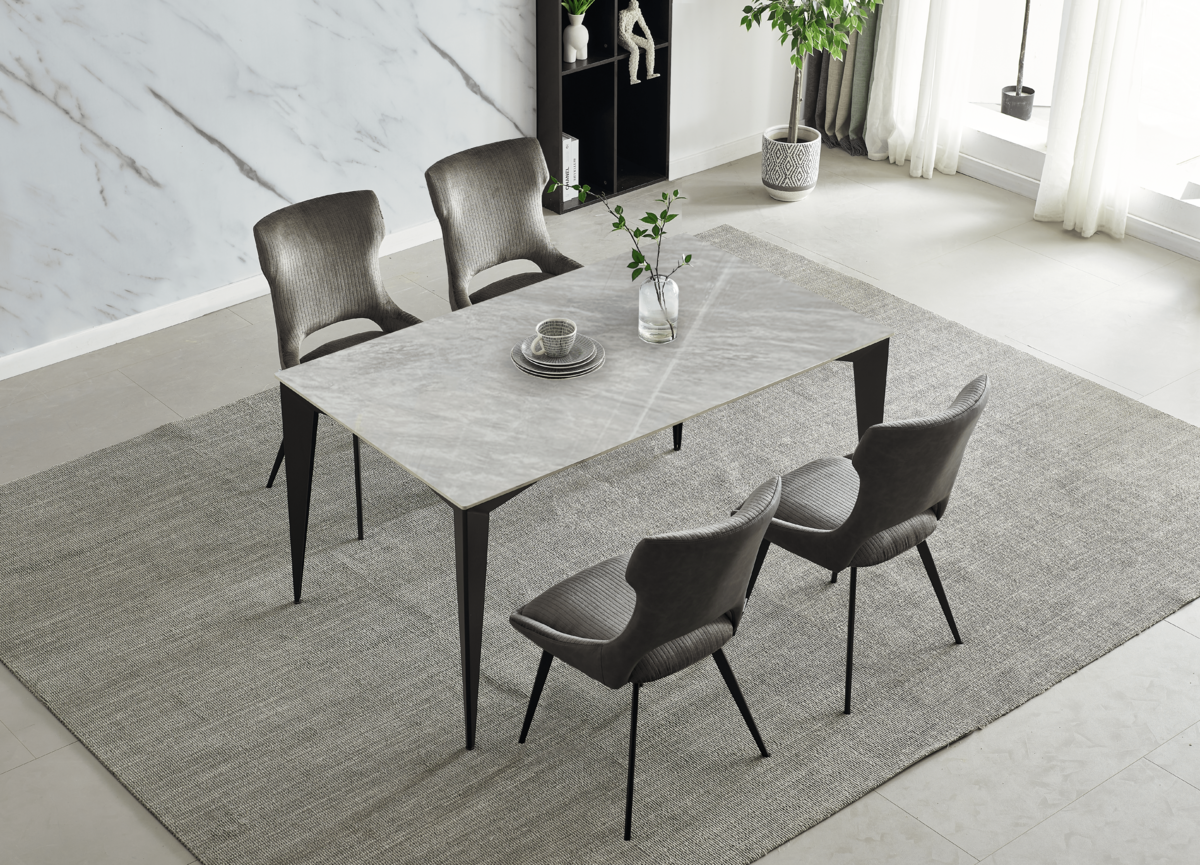 Стіл обідній NORMAN CERAMIC 1400x900 Muie White глянець/Чорний