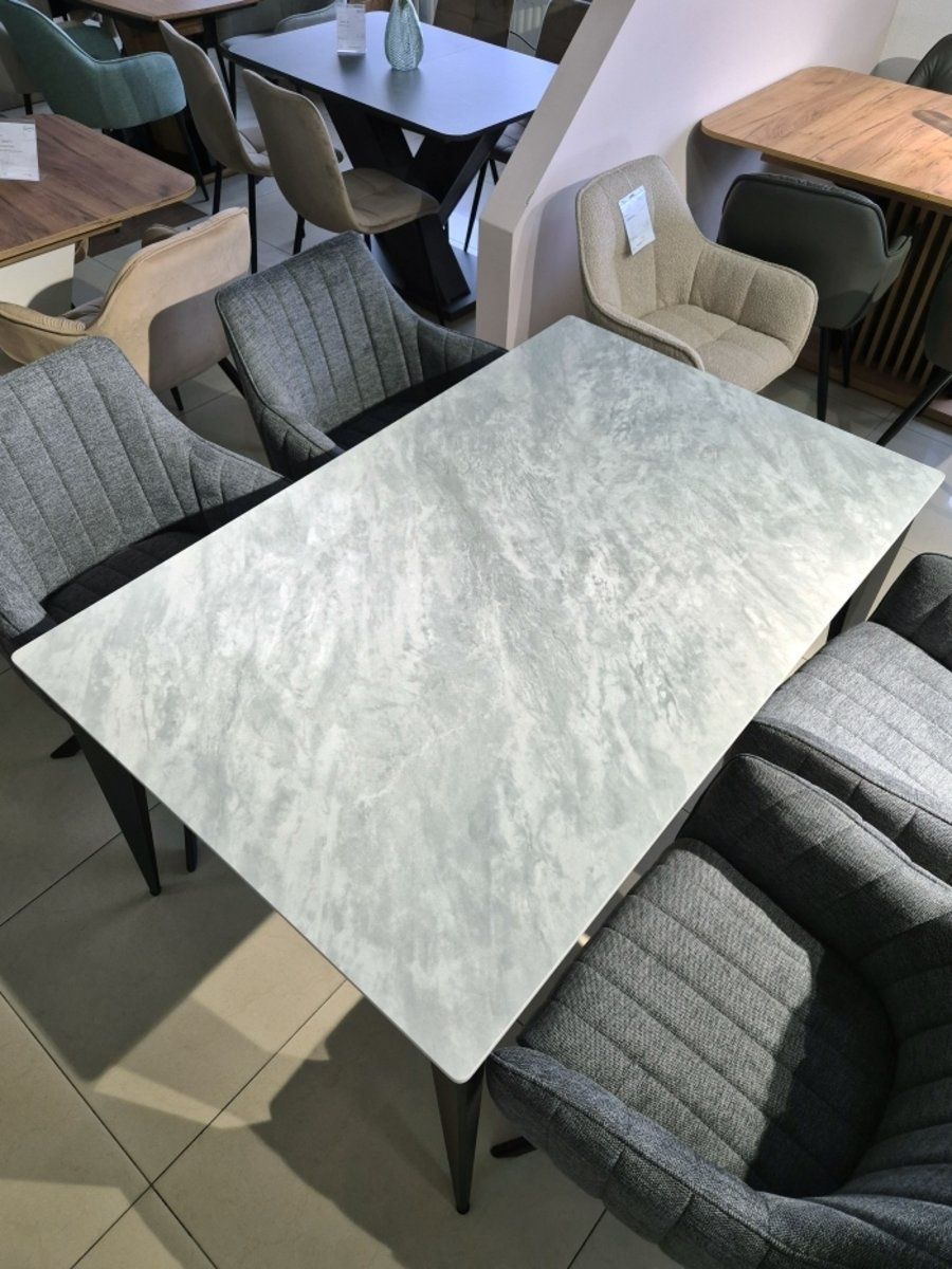 Стіл обідній NORMAN CERAMIC 1400x900 Muie White глянець/Чорний