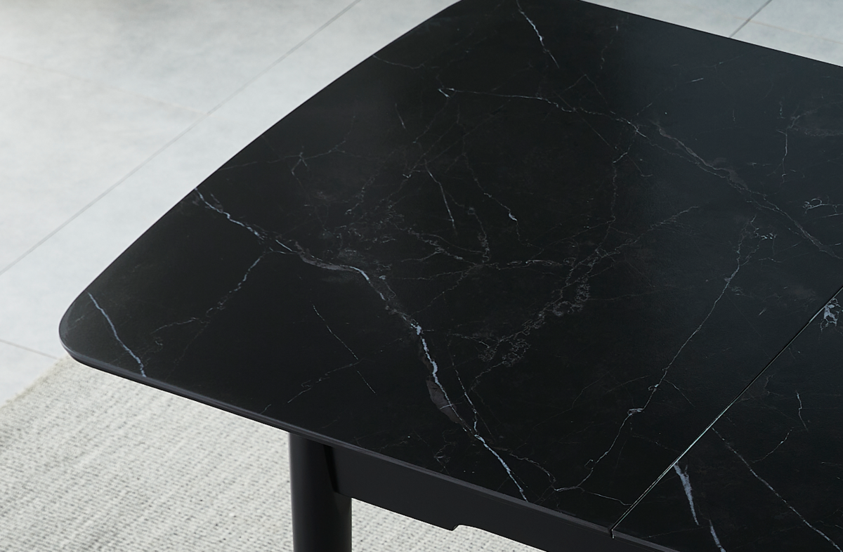 Стол обеденный BERLIN CERAMIC 1400(1800)x800 Черный мат/Черный
