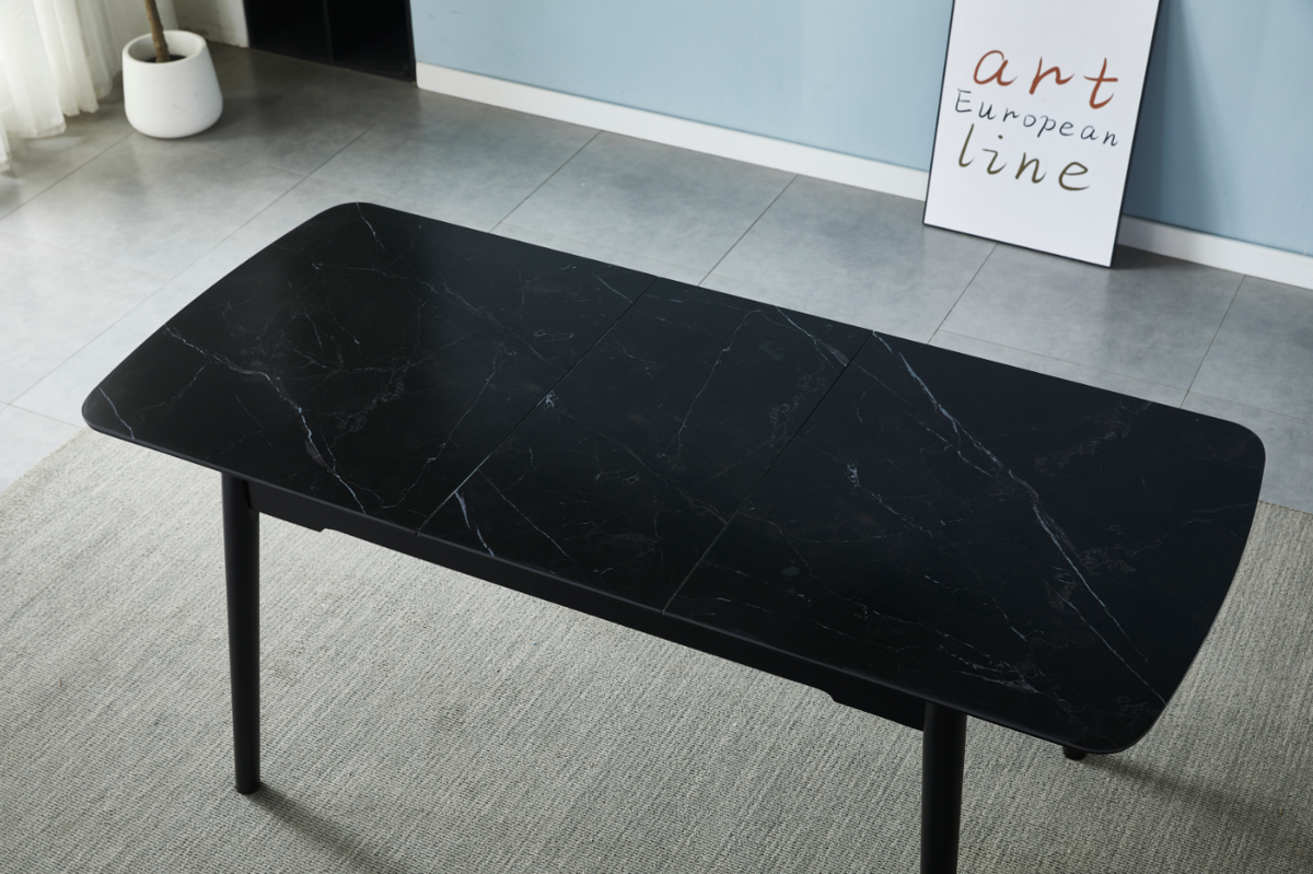 Стол обеденный BERLIN CERAMIC 1400(1800)x800 Черный мат/Черный