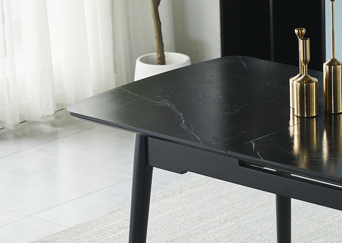 Стол обеденный BERLIN CERAMIC 1400(1800)x800 Черный мат/Черный