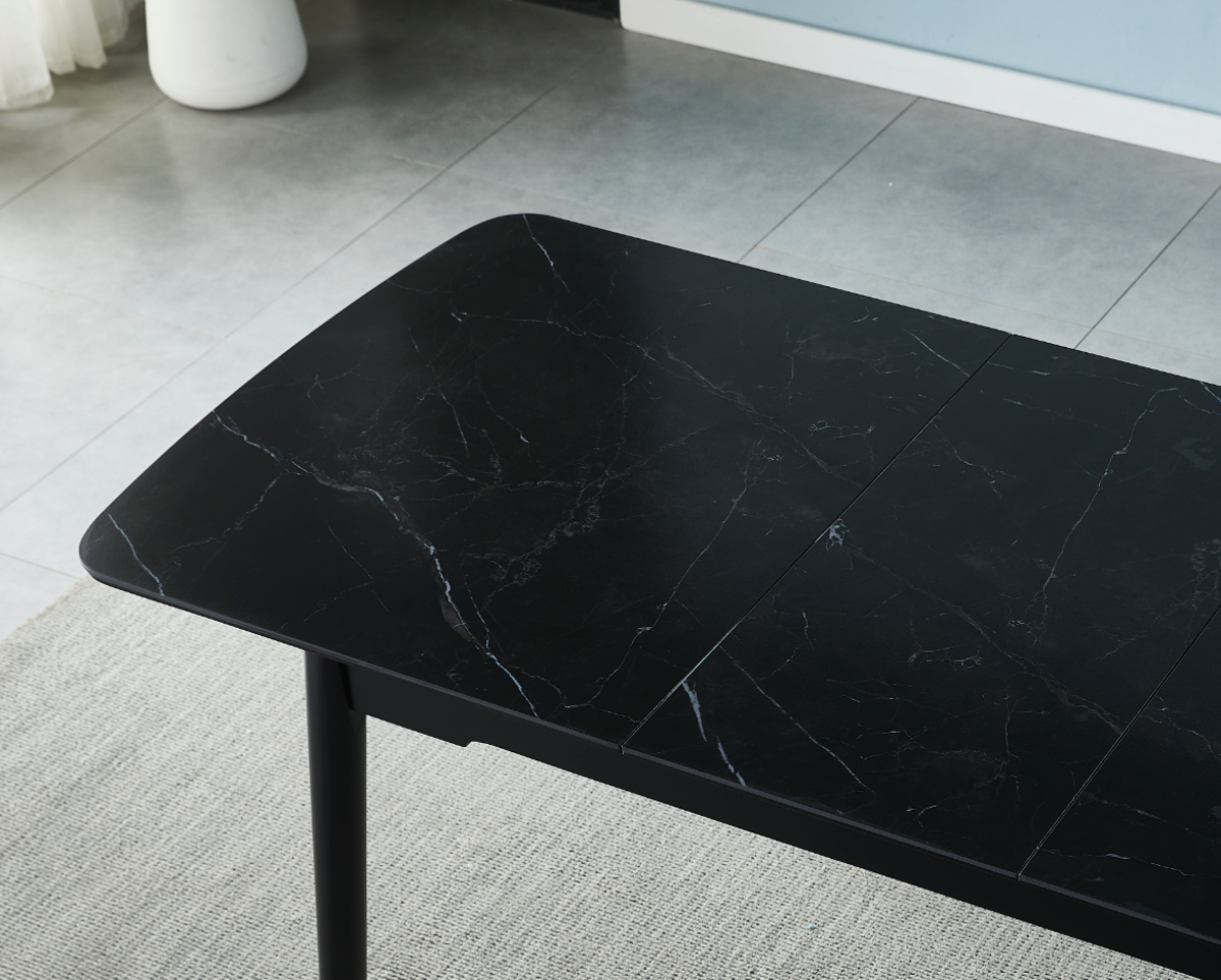 Стол обеденный BERLIN CERAMIC 1400(1800)x800 Черный мат/Черный