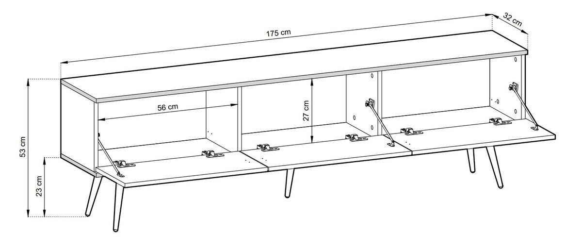 Тумба під ТВ Oro RTV175 MDF 3D Білий (золоті ніжки) PFH-091341 Altek mebli