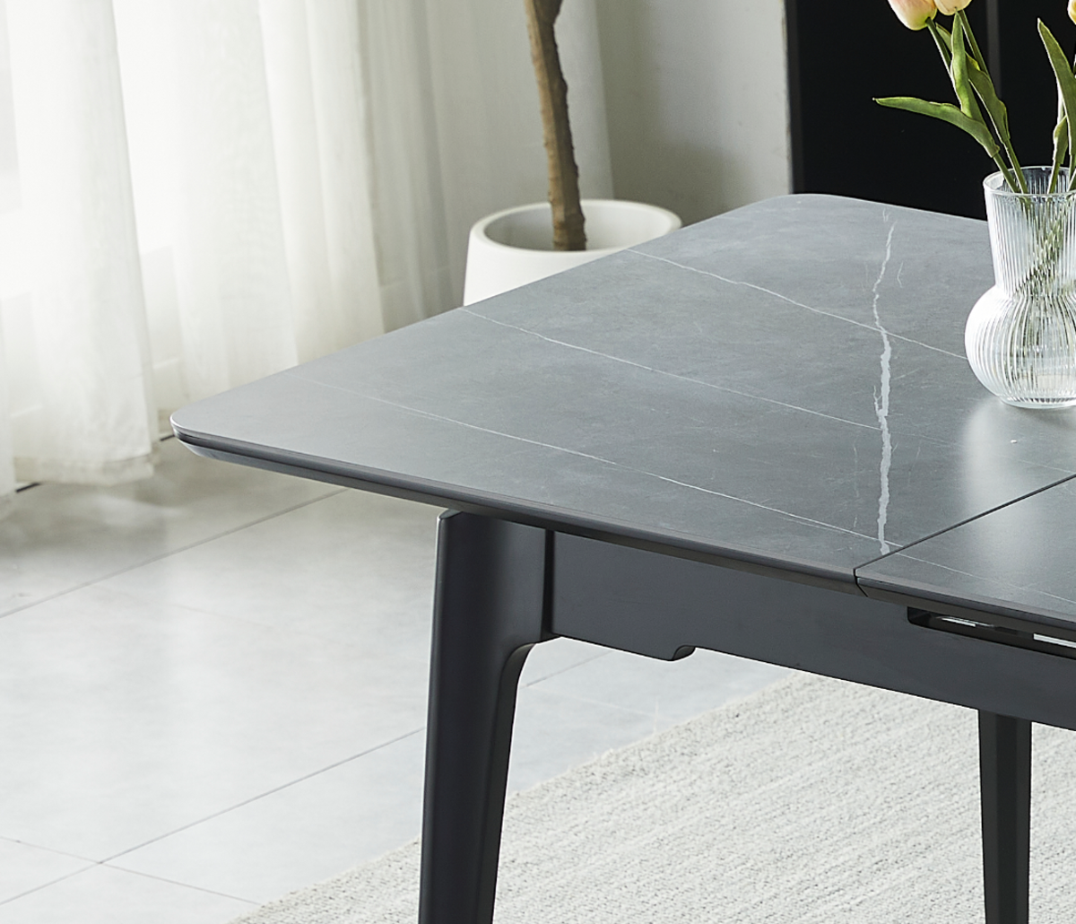 Стол обеденный BERLIN CERAMIC 1400(1800)x800 Серый мат/Черный