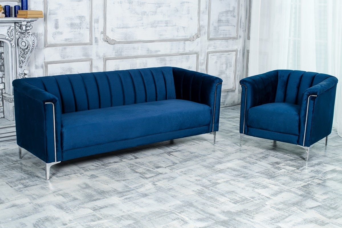 Крісло Джованні Індіго Vetro Mebel Giovanni-indigo-velvet-armchair Altek mebli