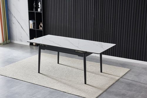 Стіл обідній BONN II CERAMIC 1400(2000)x900 Білий глянець/Чорний