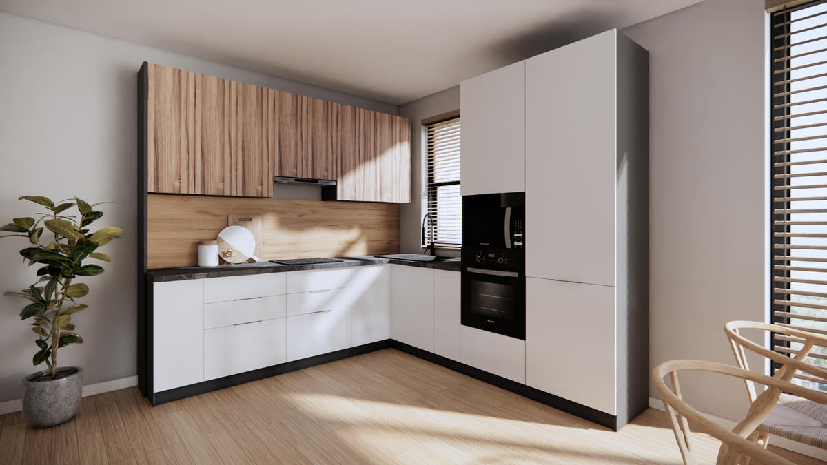 Готовая кухня Неман E-Line МДФ 4500 Орех/Белый MDF8N.45.2 Altek mebli