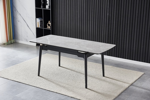 Стол обеденный BONN CERAMIC 1300(1800)x800 Серый глянец/Черный BONNGR Altek mebli