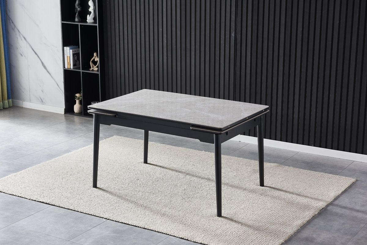 Стол обеденный BONN II CERAMIC 1400(2000)x900 Серый глянец/Черный