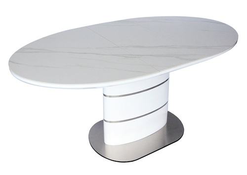 Стол обеденный SANREMO CERAMIC 1400(1800)x800 Белый ефект мармуру/Белый глянец SANREMO140 Altek mebli