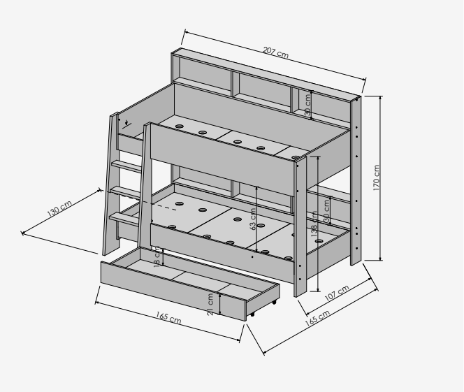 Двухъярусная кровать детская подростковая SWAY 80x200 Артизан/Белый SW8839 Altek mebli