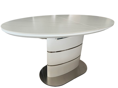 Стол обеденный SANREMO CERAMIC 1600(2000)x900 Белый эффект мармуру/Белый глянец SANREMO160 Altek mebli