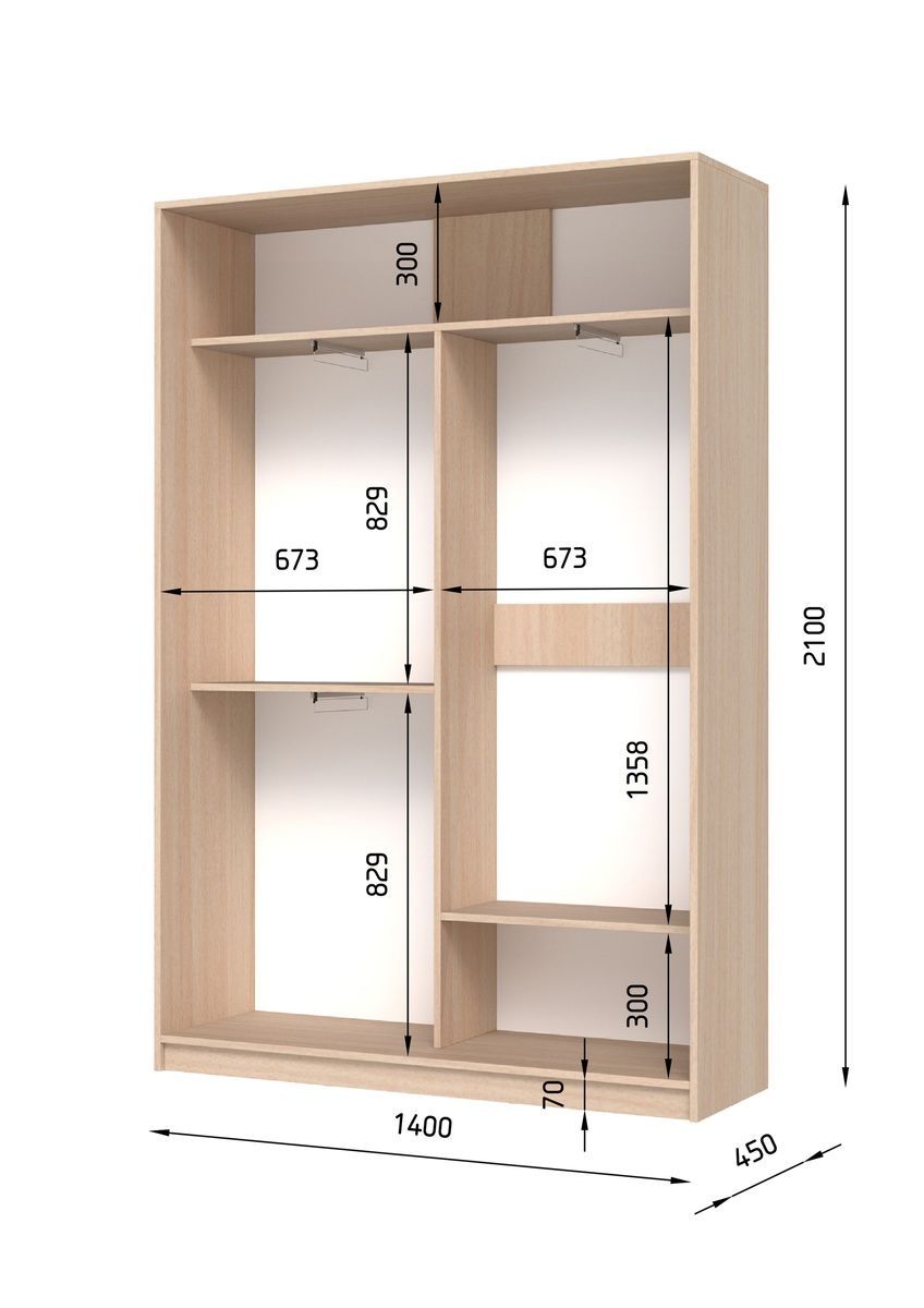 Шафа-купе E-Line ШК 2.3 Білий 450x1400x2100 23214514 Altek mebli