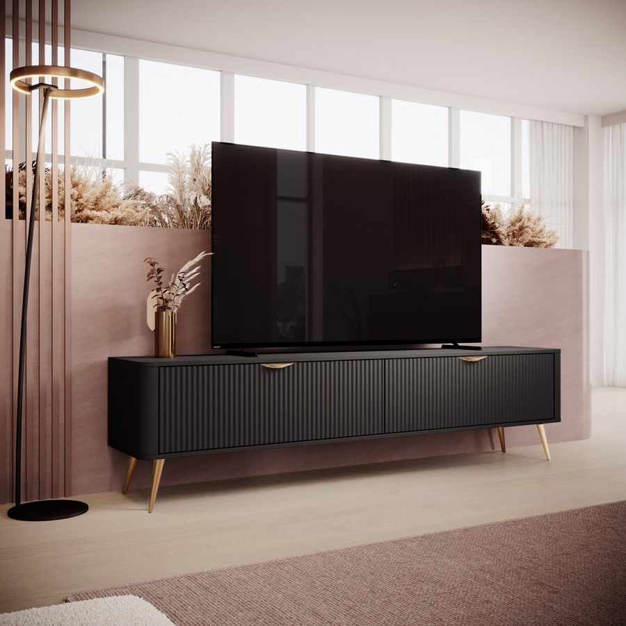 Тумба под ТВ Lante 2D/200 Черный (золотые ножки) PFH-091193 Altek mebli
