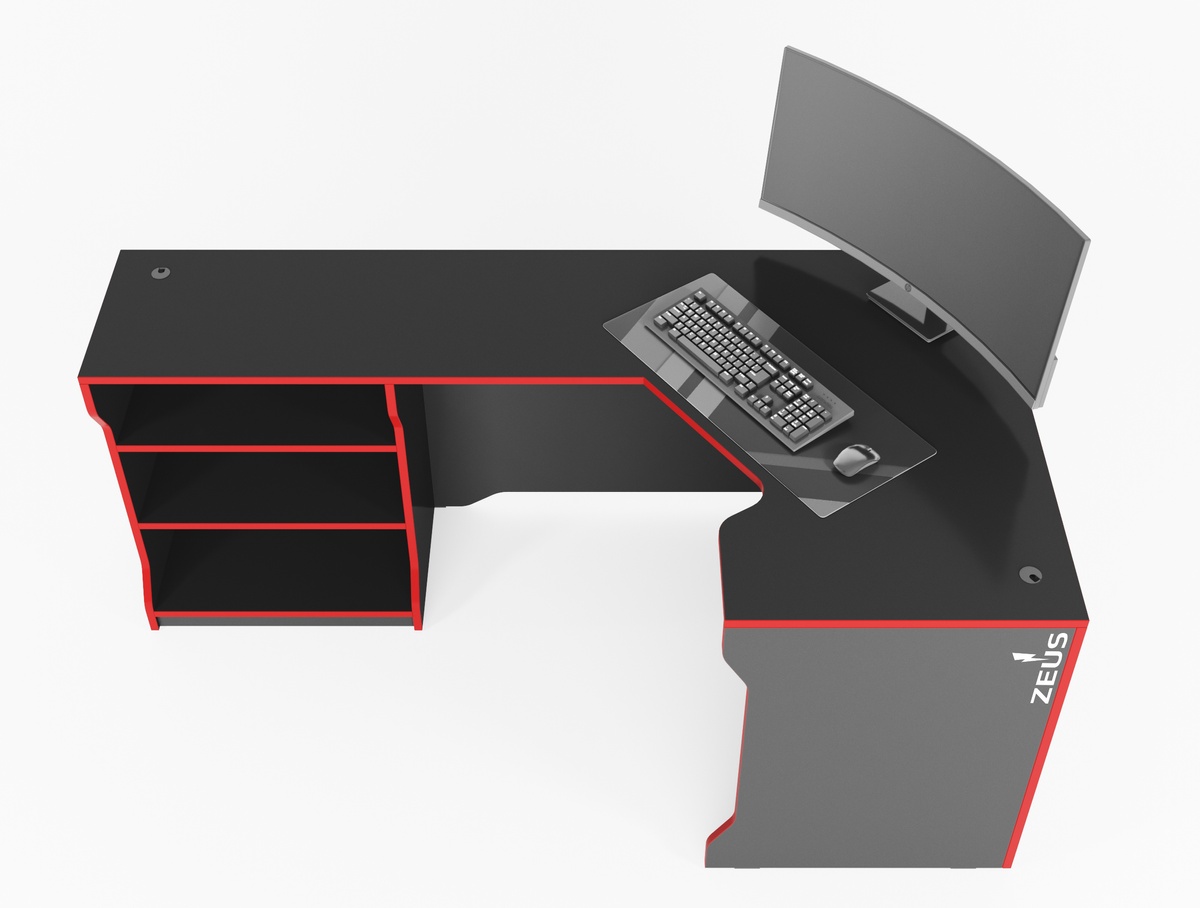 Геймерський стіл ZEUS Revolver-1 чорний-червоний Rev-2BR Altek mebli