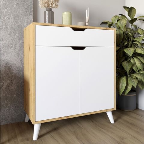 Комод Борн 750 Дуб Артизан/Німфея Альба (ніжки білі) MZN-031042 Altek mebli
