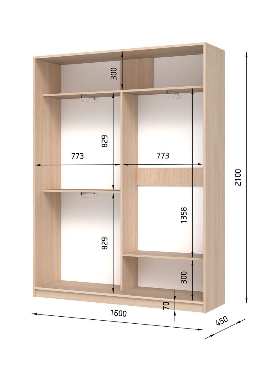 Шафа-купе E-Line ШК 2.3 Дуб сонома трюфель 450x1600x2100 23214516 Altek mebli