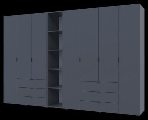 Комплект Doros Гелар з Етажеркою Графіт 3+4 ДСП 309.4х49.5х203.4 (42005062) 42005062 Altek mebli