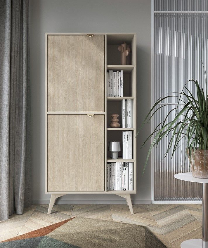 Стеллаж Forest RG80 2-дверный Бежевый песочный/скандинавская пихта PFH-091480 Altek mebli