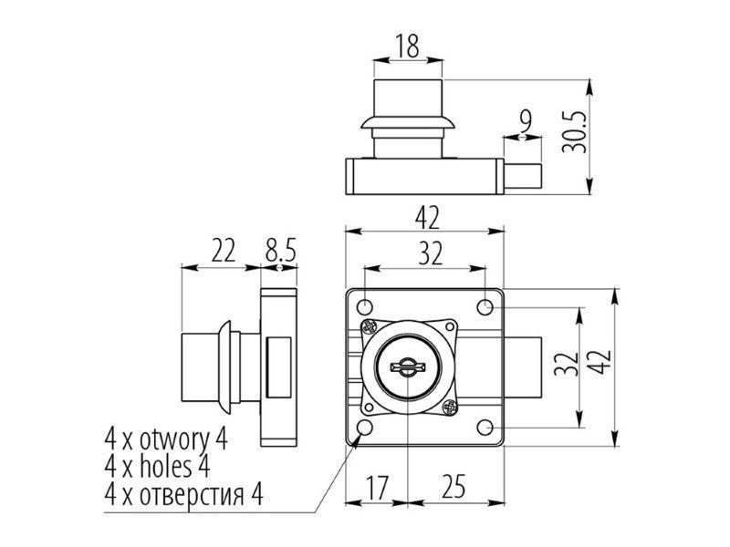 Замок квадратний ZZ-CF-138-01 GTV 138 цифровий ключ Хром (38070)